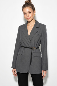 Kadın Astarlı Garni Kol Detaylı Kemerli Blazer Ceket 8146 60286139 - Antrasit CEKET modelleri