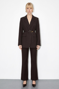 Kadın Astarlı Garni Kol Detaylı Kemerli Blazer Ceket 8146 60286139 - Acı Kahve CEKET modelleri