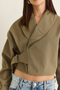 Kadın Astarlı Şal Yaka Kemer Detaylı Crop Oversize Trençkot 2825 60286547 - Haki DIŞ GİYİM modelleri