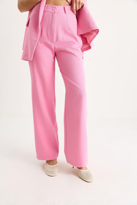 Kadın Bağlamalı Blazer Yelekli Palazzo Pantolonlu Double Alt-Üst Takım 8005 60283415 - Şeker Pembe