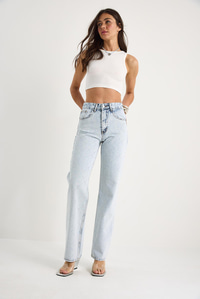 Kadın Baklava Desenli Dijital Taş Baskılı Straight Denim Pantolon 488 60283287 - Buz Mavisi