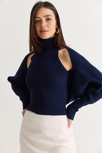 Kadın Balıkçı Yaka Kolsuz Triko Bluz ve Bolero Takım TT261010 60286560 - Lacivert ALT - ÜST TAKIM modelleri