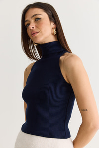 Kadın Balıkçı Yaka Kolsuz Triko Bluz ve Bolero Takım TT261010 60286560 - Lacivert ALT - ÜST TAKIM modelleri