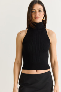 Kadın Balıkçı Yaka Kolsuz Triko Bluz ve Bolero Takım TT261010 60286560 - Siyah ALT - ÜST TAKIM modelleri