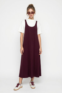 Kadın Basic T-Shirt Detaylı Askılı A Kesim Maxi Elbise 3598 60286360 - Mürdüm ELBİSE modelleri