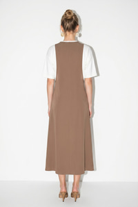 Kadın Basic T-Shirt Detaylı Askılı A Kesim Maxi Elbise 3598 60286360 - Bej ELBİSE modelleri