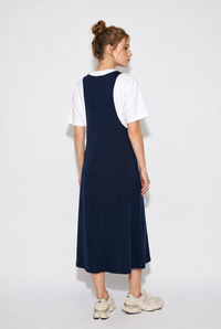 Kadın Basic T-Shirt Detaylı Askılı A Kesim Maxi Elbise 3598 60286360 - Lacivert ELBİSE modelleri
