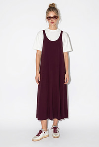 Kadın Basic T-Shirt Detaylı Askılı A Kesim Maxi Elbise 3598 60286360 - Mürdüm ELBİSE modelleri