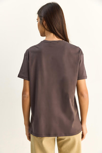 Kadın Baskı ve Payet Detaylı Fiyonklu Basic T-Shirt 7643 60286115 - Kahverengi T-SHİRT modelleri