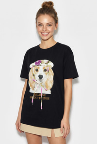 Kadın Baskı ve Payet Detaylı Fiyonklu Basic T-Shirt 7643 60286115 - Siyah T-SHİRT modelleri