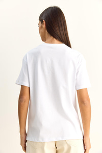 Kadın Baskı ve Payet Detaylı Fiyonklu Basic T-Shirt 7643 60286115 - Beyaz T-SHİRT modelleri