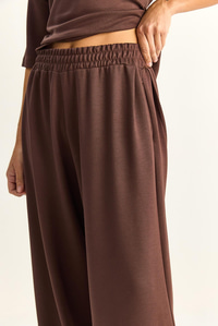 Kadın Belden Bağlamalı Basic T-Shirt Bol Paça Pantolon Alt-Üst Modal Takım 4114 60286087 - Acı Kahve ALT - ÜST TAKIM modelleri