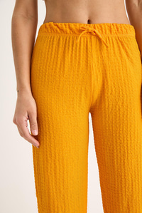 Kadın Beli Lastikli Bağlama Detaylı Rahat Kesim Yazlık Gofre Pantolon 2234 60283348 - Mango