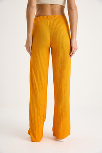 Kadın Beli Lastikli Bağlama Detaylı Rahat Kesim Yazlık Gofre Pantolon 2234 60283348 - Mango