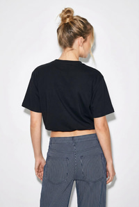 Kadın Beli Lastikli Balon Formlu Crop T-Shirt 1104 60286251 - Siyah T-SHİRT modelleri