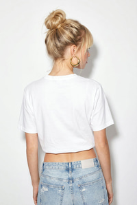 Kadın Beli Lastikli Balon Formlu Crop T-Shirt 1104 60286251 - Beyaz T-SHİRT modelleri
