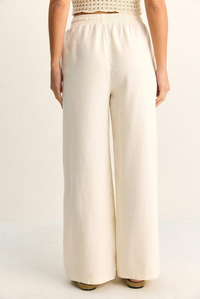 Kadın Beli Lastikli Cep Detaylı Bol Keten Pantolon YP5562 60286109 - Krem PANTOLON modelleri