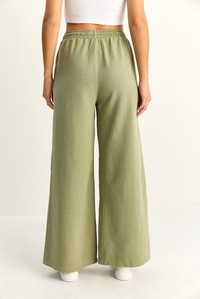Kadın Beli Lastikli Cep Detaylı Bol Keten Pantolon YP5562 60286109 - Çağla Yeşili PANTOLON modelleri