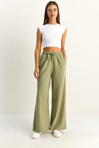 Kadın Beli Lastikli Cep Detaylı Bol Keten Pantolon YP5562 60286109 - Çağla Yeşili PANTOLON modelleri