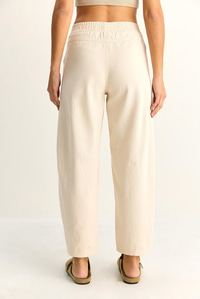 Kadın Beli Lastikli Cep Detaylı Havuç Kesim Keten Pantolon 7750 60286110 - Krem PANTOLON modelleri