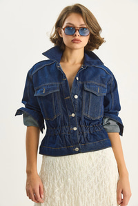 Kadın Beli Lastikli Denim Ceket 6090 60283610 - Lacivert CEKET modelleri