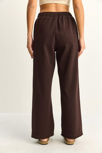 Kadın Beli Lastikli Paça Detaylı Palazzo Kalıp Pamuk Gabardin Yazlık Pantolon 60283323 - Acı Kahve PANTOLON modelleri