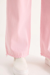 Kadın Beli Lastikli Paça Detaylı Palazzo Kalıp Pamuk Gabardin Yazlık Pantolon 60283323 - Toz Pembe