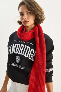 Kadın Bisiklet Yaka Baskılı Üç İplik Şardonlu Basic Sweatshirt 6067 60283619 - Siyah SWEATSHİRT modelleri