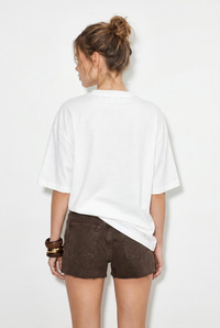 Kadın Bisiklet Yaka Kalp Baskılı Oversize Pamuklu T-Shirt ÖT100012 60286271 - Beyaz T-SHİRT modelleri