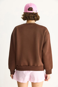 Kadın Bisiklet Yaka Kalp Nakışlı Şardonlu Üç İplik Sweatshirt 6875 60283520 - Kahverengi SWEATSHİRT modelleri