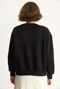 Kadın Bisiklet Yaka Kalp Nakışlı Şardonlu Üç İplik Sweatshirt 6875 60283520 - Siyah SWEATSHİRT modelleri