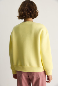 Kadın Bisiklet Yaka Kalp Nakışlı Şardonlu Üç İplik Sweatshirt 6875 60283520 - Limon Sarısı SWEATSHİRT modelleri