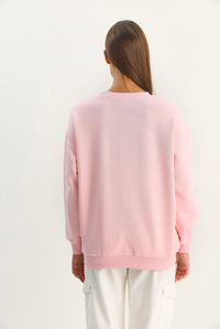 Kadın Bisiklet Yaka Kelebek Taş İşlemeli Relaxed Sweatshirt 1558 60283660 - Şeker Pembe SWEATSHİRT modelleri