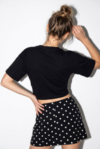 Kadın Bisiklet Yaka Korsaj Dikiş Detaylı Crop Bluz ÖB261040 60286436 - Siyah BLUZ modelleri
