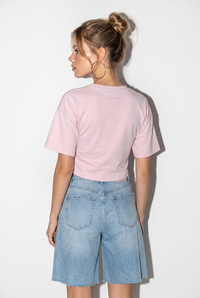 Kadın Bisiklet Yaka Korsaj Dikiş Detaylı Crop Bluz ÖB261040 60286436 - Şeker Pembe BLUZ modelleri