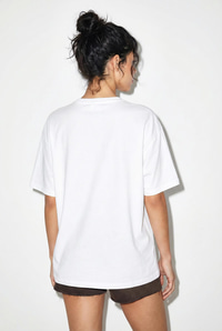 Kadın Bisiklet Yaka Nakış ve Boncuk İşlemeli Oversize T-Shirt 2221 60286122 - Beyaz T-SHİRT modelleri