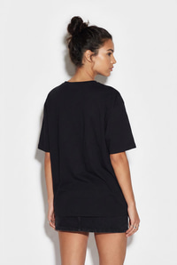 Kadın Bisiklet Yaka Nakış ve Boncuk İşlemeli Oversize T-Shirt 2221 60286122 - Siyah T-SHİRT modelleri
