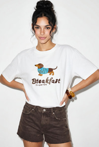 Kadın Bisiklet Yaka Nakış ve Boncuk İşlemeli Oversize T-Shirt 2221 60286122 - Beyaz T-SHİRT modelleri