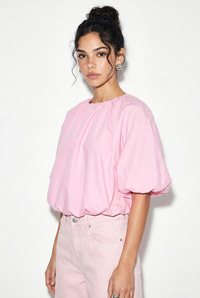 Kadın Bisiklet Yaka Poplin Balon Bluz DB261004 60286231 - Pembe BLUZ modelleri