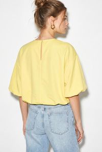 Kadın Bisiklet Yaka Poplin Balon Bluz DB261004 60286231 - Sarı BLUZ modelleri