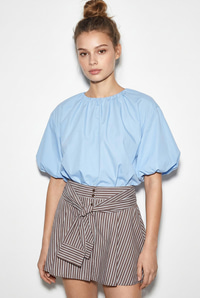 Kadın Bisiklet Yaka Poplin Balon Bluz DB261004 60286231 - Bebe Mavisi BLUZ modelleri