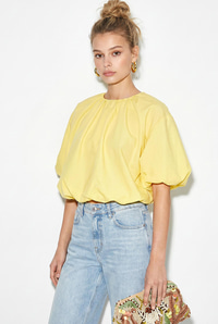 Kadın Bisiklet Yaka Poplin Balon Bluz DB261004 60286231 - Sarı BLUZ modelleri