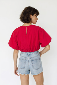 Kadın Bisiklet Yaka Poplin Balon Bluz DB261004 60286231 - Kırmızı BLUZ modelleri