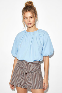 Kadın Bisiklet Yaka Poplin Balon Bluz DB261004 60286231 - Bebe Mavisi BLUZ modelleri