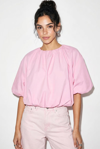 Kadın Bisiklet Yaka Poplin Balon Bluz DB261004 60286231 - Pembe BLUZ modelleri