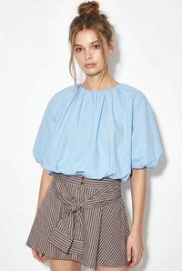 Kadın Bisiklet Yaka Poplin Balon Bluz DB261004 60286231 - Bebe Mavisi BLUZ modelleri