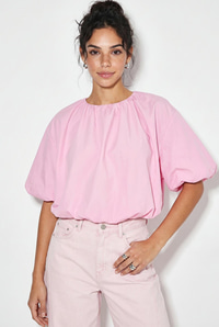 Kadın Bisiklet Yaka Poplin Balon Bluz DB261004 60286231 - Pembe BLUZ modelleri