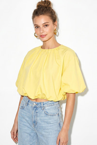 Kadın Bisiklet Yaka Poplin Balon Bluz DB261004 60286231 - Sarı BLUZ modelleri