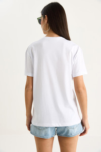 Kadın Blueberries Baskılı Bisiklet Yaka %100 Pamuklu T-Shirt 6702 60283451 - Beyaz