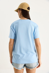 Kadın Blueberries Baskılı Bisiklet Yaka %100 Pamuklu T-Shirt 6702 60283451 - Bebe Mavisi